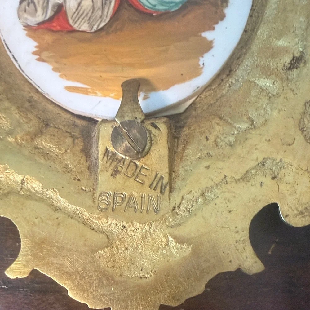 Vintage 60s Ornate Gold Oval -Style Wall Plaques - Set of 2 Made in Spain 1960s